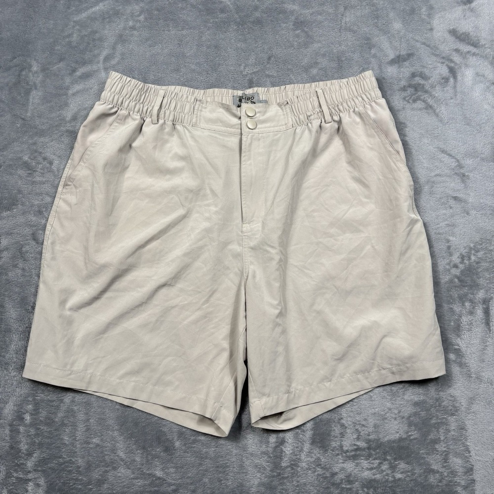 Burlebo Everyday Shorts Khaki USA Flag Pockets Size XL 6.5" Inseam